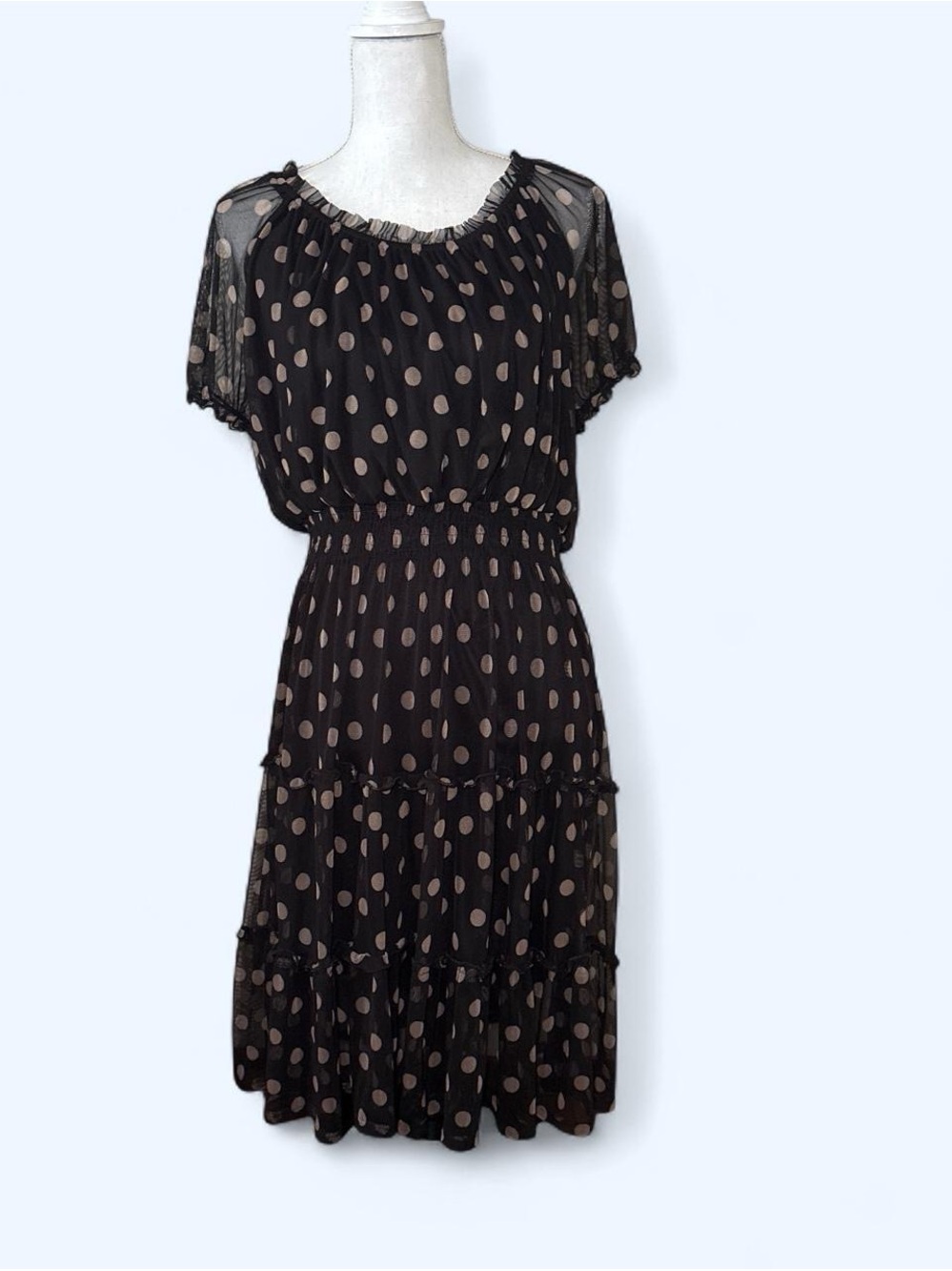 Black Polka Dot Tiered Maxi Dress